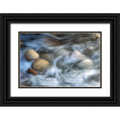 Stones and Waves Black Ornate Wood Framed Art Print with Double Matting by Ortega, Xavier
