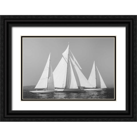 Sailing Together Black Ornate Wood Framed Art Print with Double Matting by Ortega, Xavier