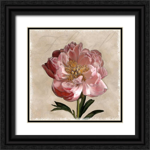 Peony I Black Ornate Wood Framed Art Print with Double Matting by Pahl, Janel
