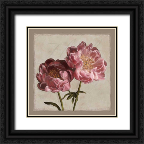 Botanical Peony Black Ornate Wood Framed Art Print with Double Matting by Pahl, Janel