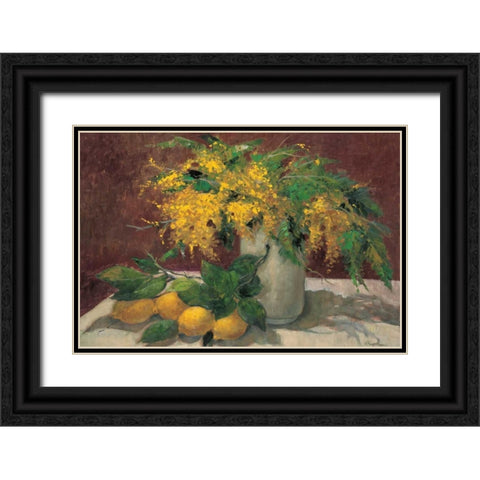Mimosas y Limones Black Ornate Wood Framed Art Print with Double Matting by Ripoll, J.