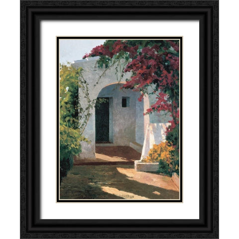 Porch Daylight Black Ornate Wood Framed Art Print with Double Matting by Romeu, Poch