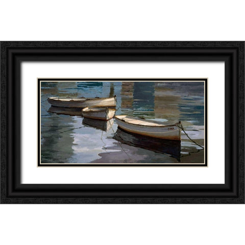 El Descanso de las Tres Barcas Black Ornate Wood Framed Art Print with Double Matting by Romeu, Poch
