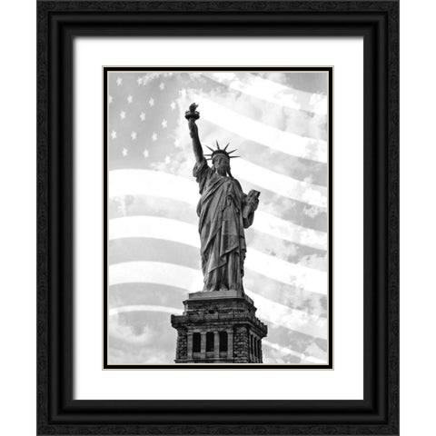 Liberty Flag Black Ornate Wood Framed Art Print with Double Matting by Roffman, Richard