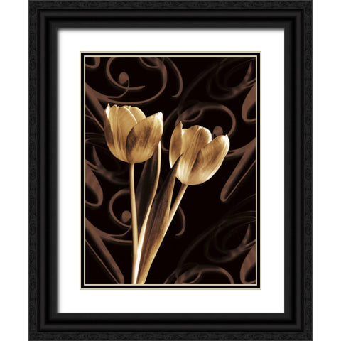 Floral Eloquence I Black Ornate Wood Framed Art Print with Double Matting by Szilagyi, Ily