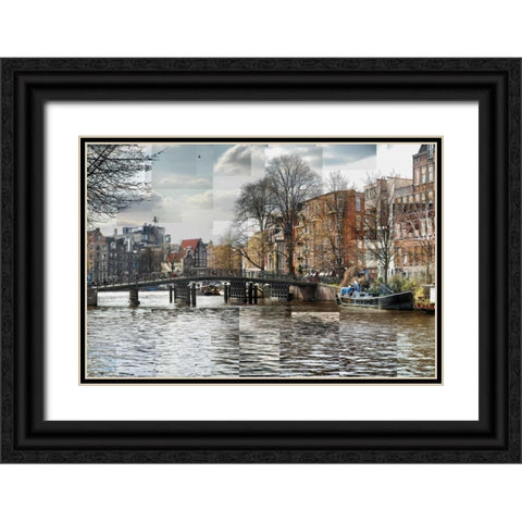 Zwanenburgwal Canal Black Ornate Wood Framed Art Print with Double Matting by Ventosa, Pep