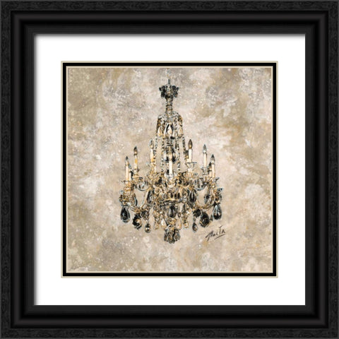 Champagne Chandelier Black Ornate Wood Framed Art Print with Double Matting by Wiley, Marta G.