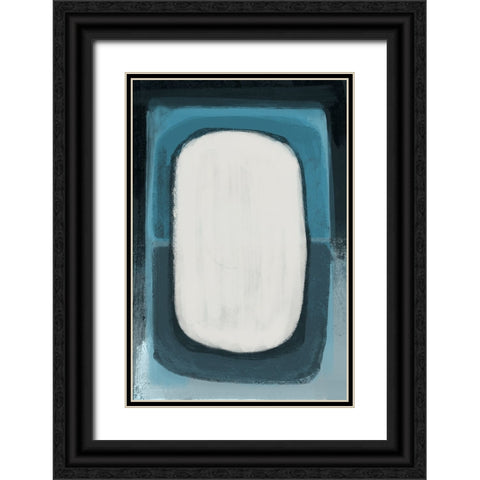 Abstract Blue II Black Ornate Wood Framed Art Print with Double Matting by Artic Frame Studio