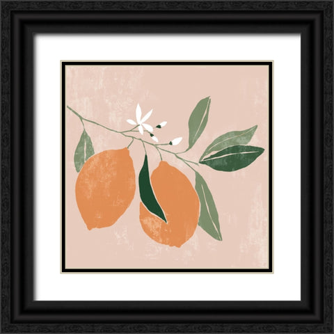 Orange Branch I Black Ornate Wood Framed Art Print with Double Matting by Aria K
