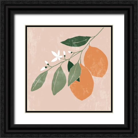 Orange Branch II Black Ornate Wood Framed Art Print with Double Matting by Aria K