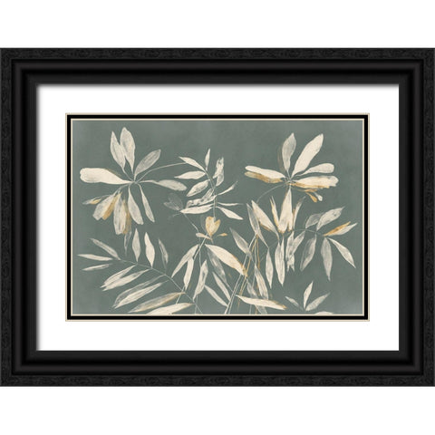 Silhouette Leaves  Black Ornate Wood Framed Art Print with Double Matting by Aria K