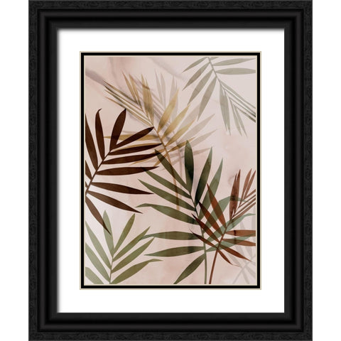 Subdued Leaves I  Black Ornate Wood Framed Art Print with Double Matting by Aria K