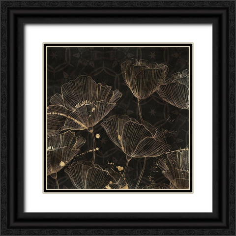 Midnight Blossoms I  Black Ornate Wood Framed Art Print with Double Matting by Aria K