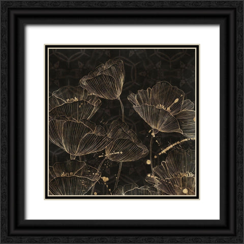 Midnight Blossoms II  Black Ornate Wood Framed Art Print with Double Matting by Aria K