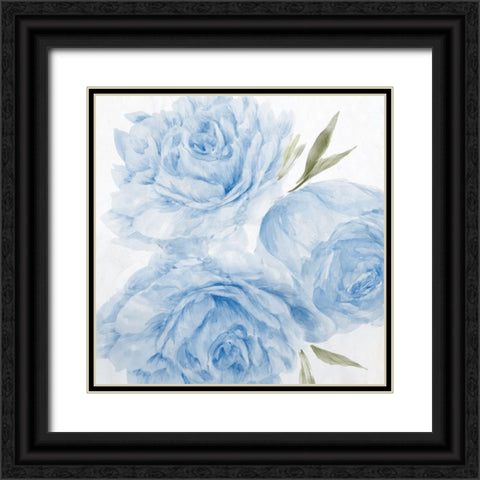 Peony Blue II Black Ornate Wood Framed Art Print with Double Matting by Aria K