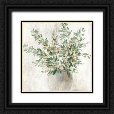 Rustic Green Black Ornate Wood Framed Art Print with Double Matting by Aria K