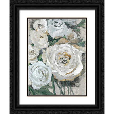 White Bouquet of Florals II Black Ornate Wood Framed Art Print with Double Matting by Aria K