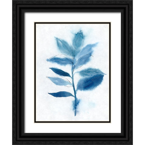 Modern Blue Botanical II Black Ornate Wood Framed Art Print with Double Matting by Aria K
