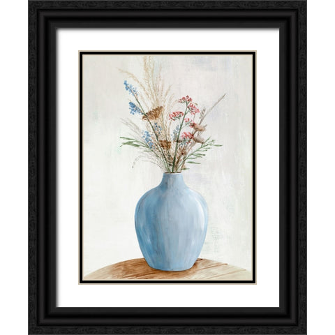 Spring Bouquet Vase I Black Ornate Wood Framed Art Print with Double Matting by Aria K