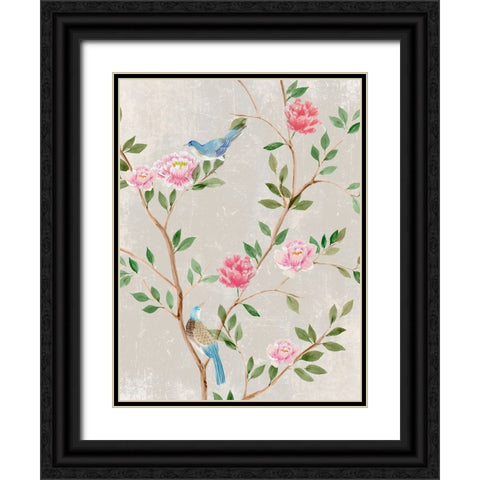 Bird Garden I Black Ornate Wood Framed Art Print with Double Matting by Aria K