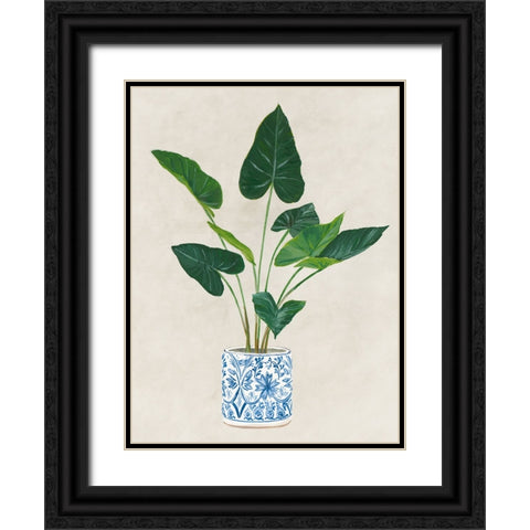 Greens in Vase I Black Ornate Wood Framed Art Print with Double Matting by Aria K