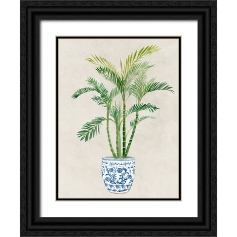Greens in Vase II Black Ornate Wood Framed Art Print with Double Matting by Aria K