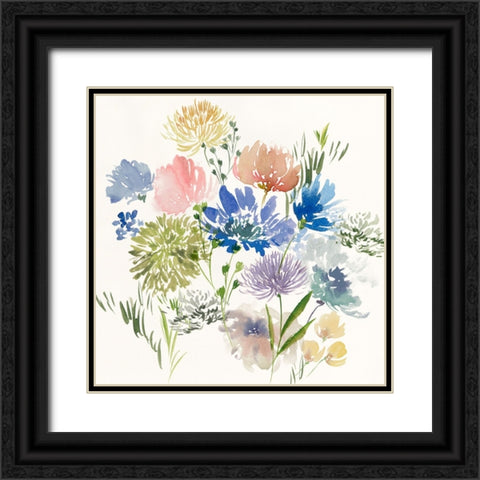 A Floral Flourish I Black Ornate Wood Framed Art Print with Double Matting by Aria K