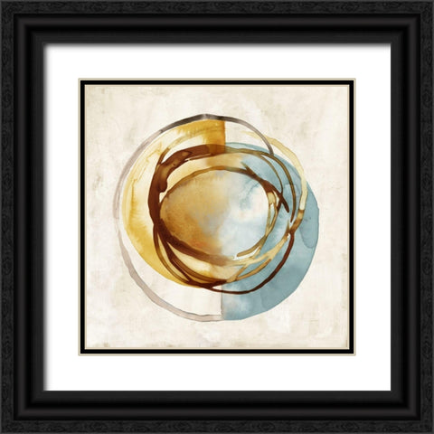 Yellow and Blue Circle  Black Ornate Wood Framed Art Print with Double Matting by Peal, Emma