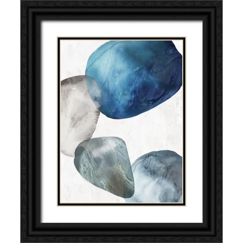 Flow of Blue I Black Ornate Wood Framed Art Print with Double Matting by Peal, Emma