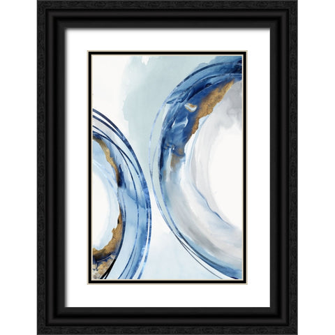 Blue Water Rings II Black Ornate Wood Framed Art Print with Double Matting by Peal, Emma