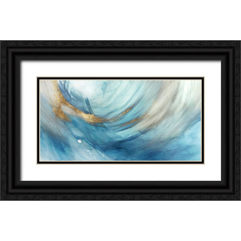 Blue Vortex Black Ornate Wood Framed Art Print with Double Matting by Peal, Emma