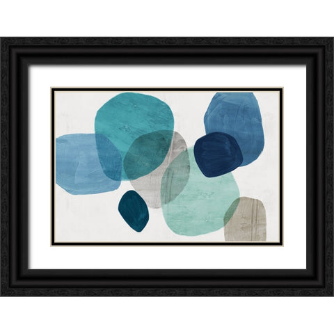 Blue Stone Pebbles I Black Ornate Wood Framed Art Print with Double Matting by Peal, Emma