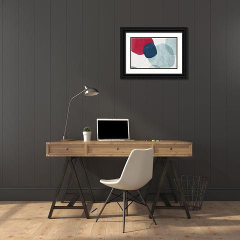 Red and Blue Pebbles I Black Ornate Wood Framed Art Print with Double Matting by Peal, Emma