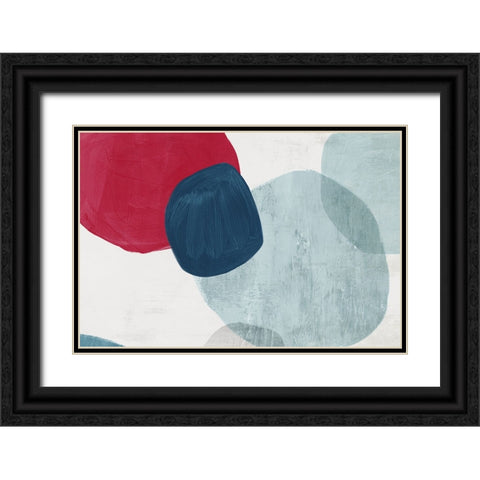 Red and Blue Pebbles I Black Ornate Wood Framed Art Print with Double Matting by Peal, Emma
