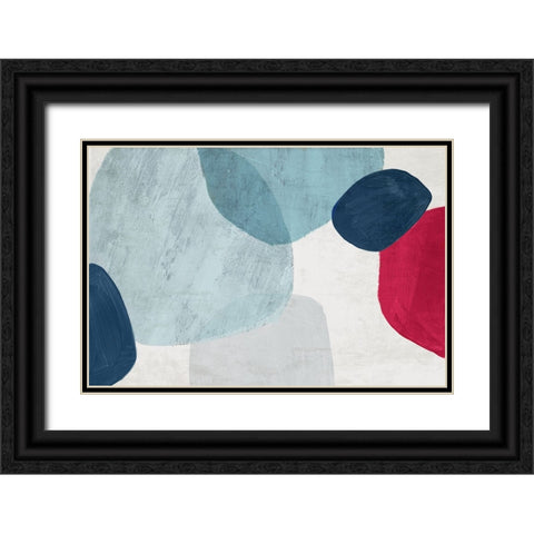 Red and Blue Pebbles II Black Ornate Wood Framed Art Print with Double Matting by Peal, Emma