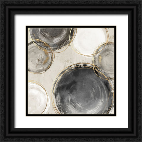 Rings of Black I Black Ornate Wood Framed Art Print with Double Matting by Peal, Emma