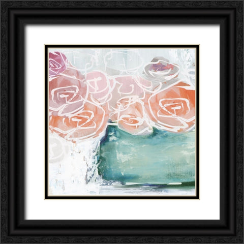 Pink Flowers in Pot Black Ornate Wood Framed Art Print with Double Matting by Black, Alex