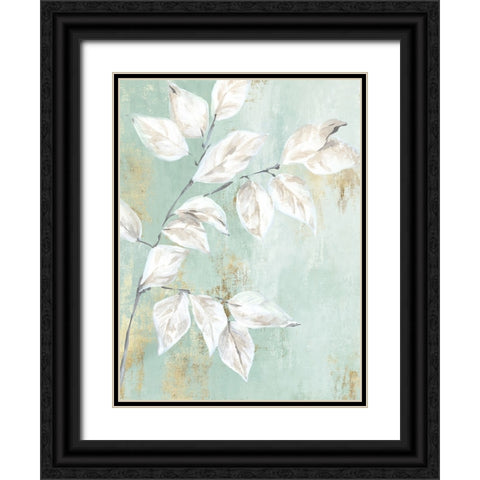 Soft Green Leaves Black Ornate Wood Framed Art Print with Double Matting by Black, Alex