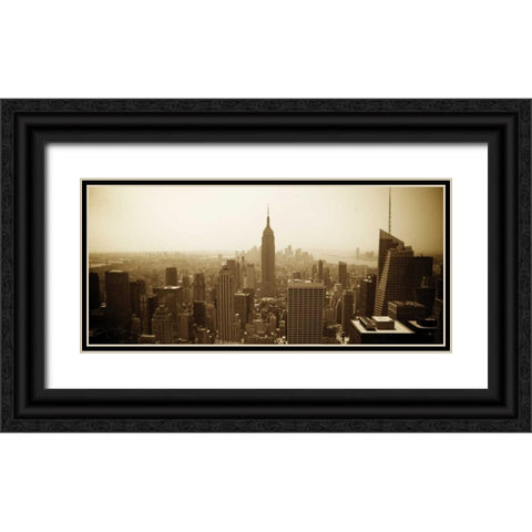 New York Skyline Black Ornate Wood Framed Art Print with Double Matting by Gannos, Bill