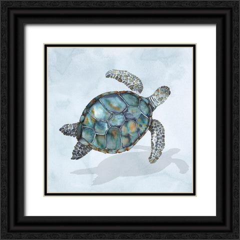 Blue Sea Turtle I Black Ornate Wood Framed Art Print with Double Matting by Errico And Slyp