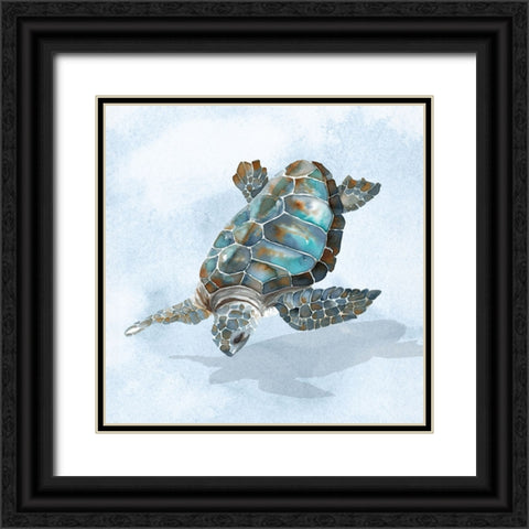 Blue Sea Turtle II Black Ornate Wood Framed Art Print with Double Matting by Errico And Slyp
