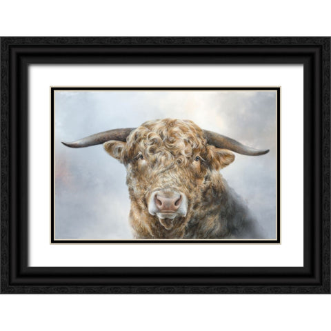 Mighty Bull Black Ornate Wood Framed Art Print with Double Matting by Perejogina, Dina