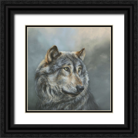 Wistful Wolf Black Ornate Wood Framed Art Print with Double Matting by Perejogina, Dina