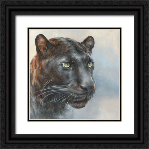 Jaguar Presence Black Ornate Wood Framed Art Print with Double Matting by Perejogina, Dina