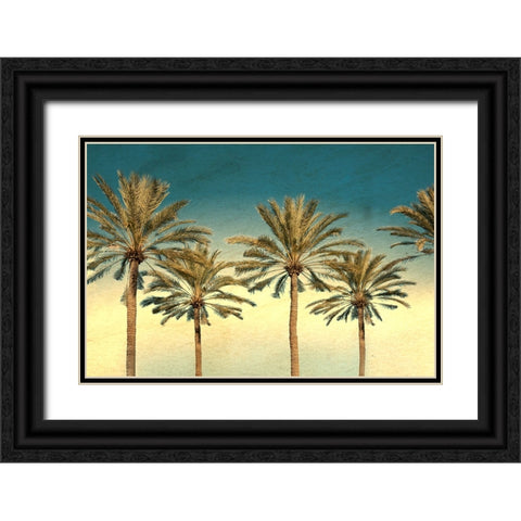 Distressed Palm Trees Black Ornate Wood Framed Art Print with Double Matting by Stein, Daniel