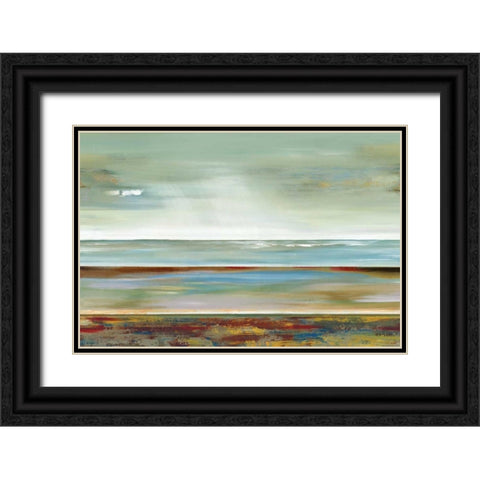 Abstracted Layers Black Ornate Wood Framed Art Print with Double Matting by Lera