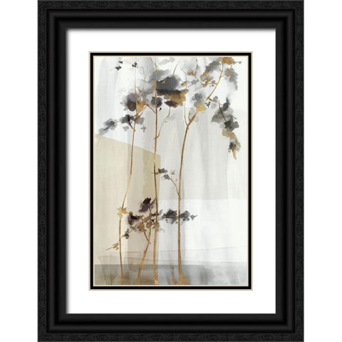 Golden Zen I Black Ornate Wood Framed Art Print with Double Matting by Watts, Eva