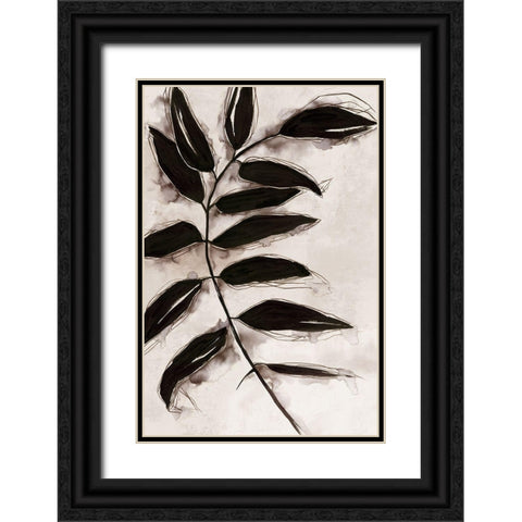 Leaves II  Black Ornate Wood Framed Art Print with Double Matting by Watts, Eva