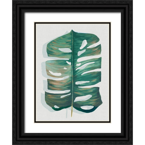 Modern Tropic Leaf III Black Ornate Wood Framed Art Print with Double Matting by Watts, Eva