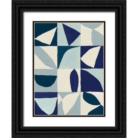 Yellow Mayan I Blue Version Black Ornate Wood Framed Art Print with Double Matting by Isabelle Z
